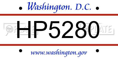 HP5280 District Of Columbia License Plate