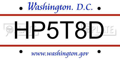 HP5T8D District Of Columbia License Plate