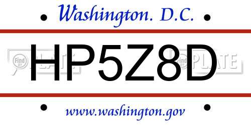 HP5Z8D District Of Columbia License Plate