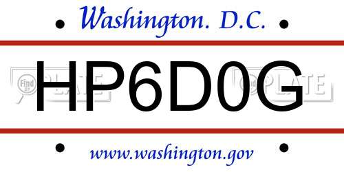 HP6D0G District Of Columbia License Plate
