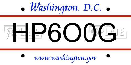 HP6O0G District Of Columbia License Plate