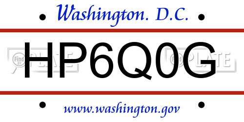 HP6Q0G District Of Columbia License Plate