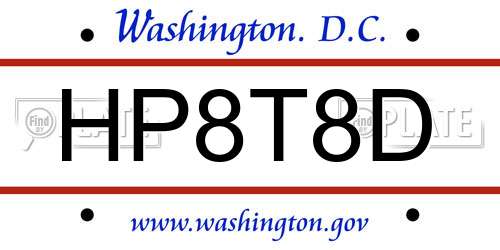 HP8T8D District Of Columbia License Plate