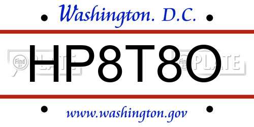 HP8T8O District Of Columbia License Plate
