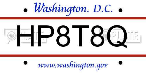 HP8T8Q District Of Columbia License Plate