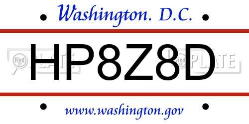 HP8Z8D District Of Columbia License Plate