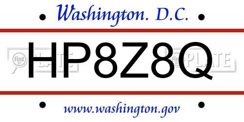 HP8Z8Q District Of Columbia License Plate