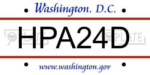 HPA24D District Of Columbia License Plate