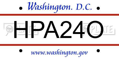 HPA24O District Of Columbia License Plate