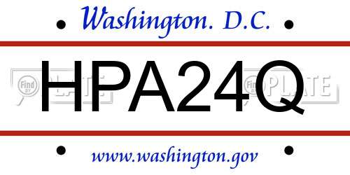HPA24Q District Of Columbia License Plate