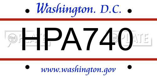 HPA740 District Of Columbia License Plate