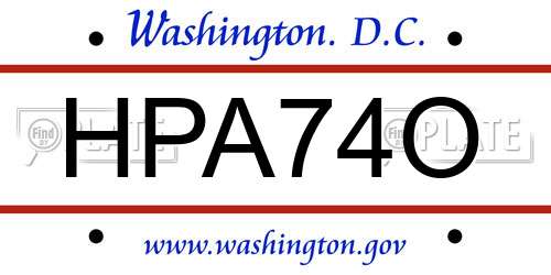 HPA74O District Of Columbia License Plate
