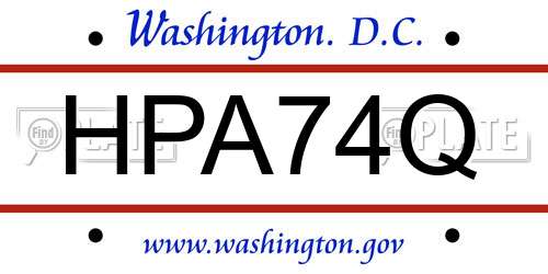 HPA74Q District Of Columbia License Plate