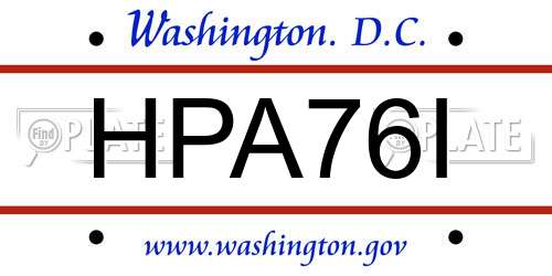 HPA76I District Of Columbia License Plate