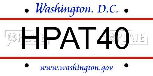 HPAT40 District Of Columbia License Plate