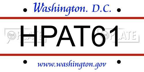 HPAT61 District Of Columbia License Plate