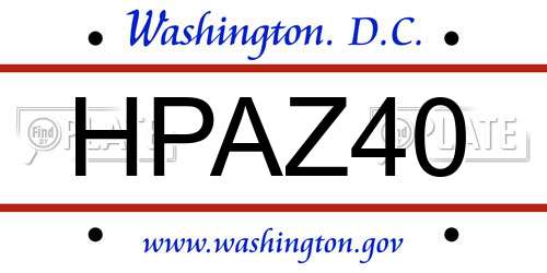 HPAZ40 District Of Columbia License Plate