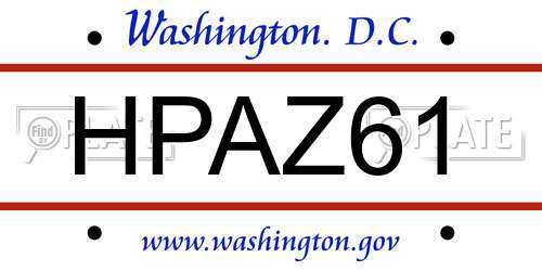 HPAZ61 District Of Columbia License Plate