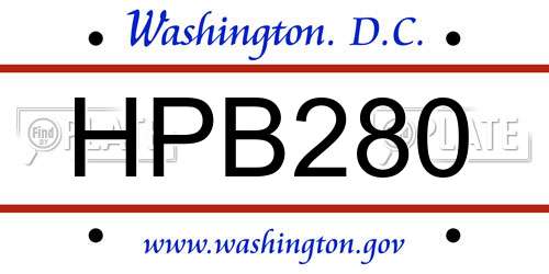 HPB280 District Of Columbia License Plate