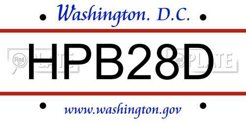 HPB28D District Of Columbia License Plate