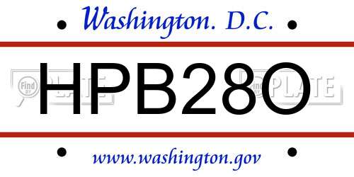 HPB28O District Of Columbia License Plate