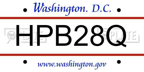 HPB28Q District Of Columbia License Plate