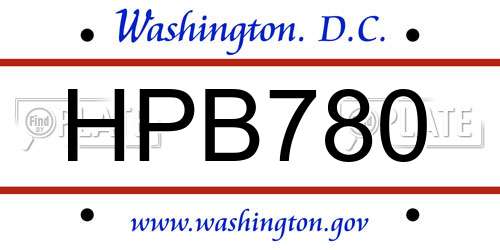 HPB780 District Of Columbia License Plate