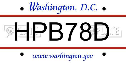 HPB78D District Of Columbia License Plate