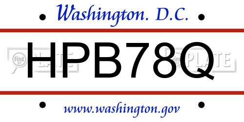 HPB78Q District Of Columbia License Plate