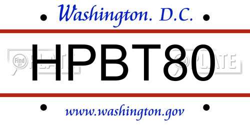 HPBT80 District Of Columbia License Plate