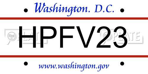 HPFV23 District Of Columbia License Plate