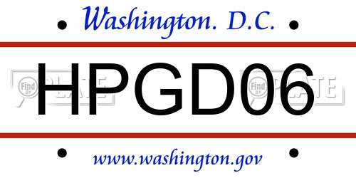 HPGD06 District Of Columbia License Plate