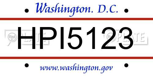 HPI5123 District Of Columbia License Plate