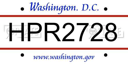 HPR2728 District Of Columbia License Plate