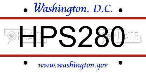 HPS280 District Of Columbia License Plate