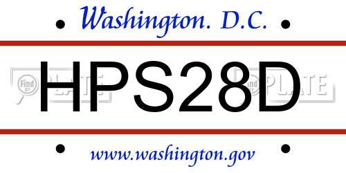 HPS28D District Of Columbia License Plate