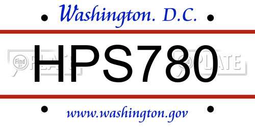 HPS780 District Of Columbia License Plate