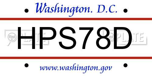HPS78D District Of Columbia License Plate