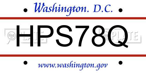 HPS78Q District Of Columbia License Plate