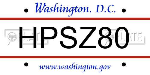 HPSZ80 District Of Columbia License Plate