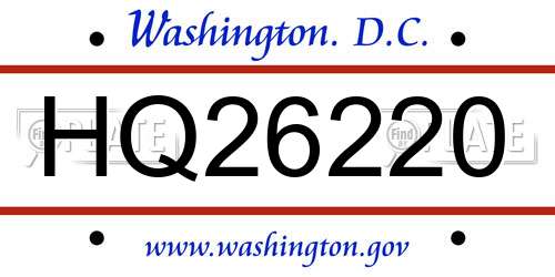 HQ26220 District Of Columbia License Plate