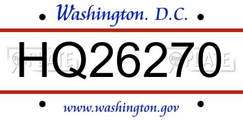 HQ26270 District Of Columbia License Plate