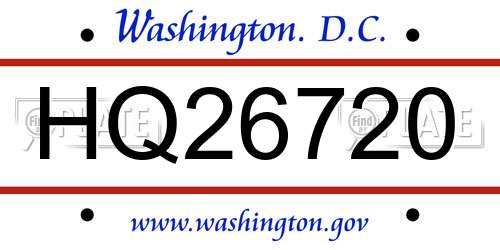 HQ26720 District Of Columbia License Plate