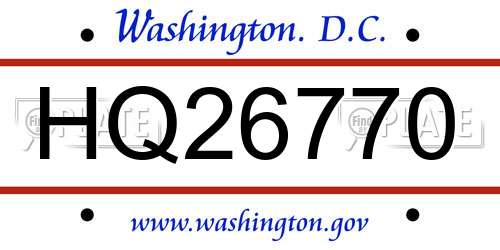 HQ26770 District Of Columbia License Plate