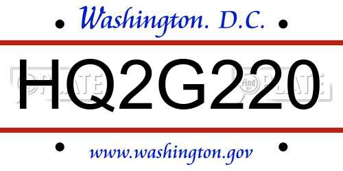 HQ2G220 District Of Columbia License Plate