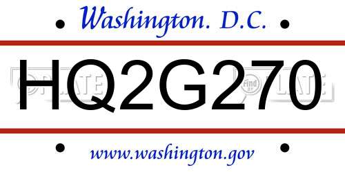 HQ2G270 District Of Columbia License Plate