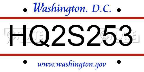 HQ2S253 District Of Columbia License Plate