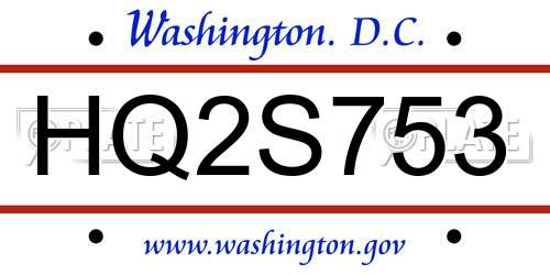 HQ2S753 District Of Columbia License Plate
