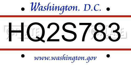 HQ2S783 District Of Columbia License Plate
