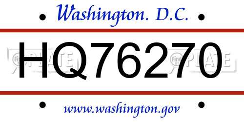 HQ76270 District Of Columbia License Plate